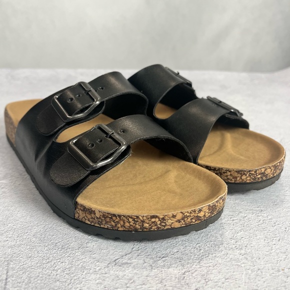 Top Moda black and tan sandals with straps that adjust - Picture 3 of 11